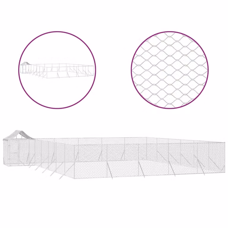 Cuccia Cani da Esterno Tetto Argento 12x12x2,5m Acciaio Zincato