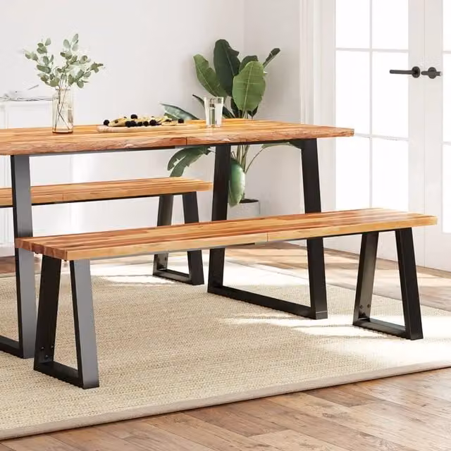 Panca con Bordi Vivi-Sgabello 160 cm in Legno Massello di Acacia