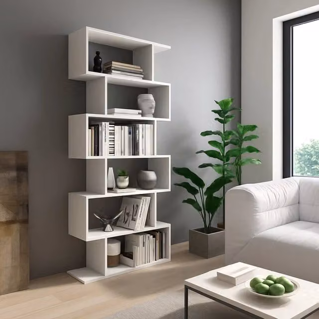 Libreria DMORA Clisi con 5 Ripiani, Moderna, Bianca, L: 80 cm, P: 25 cm, H: 191 cm