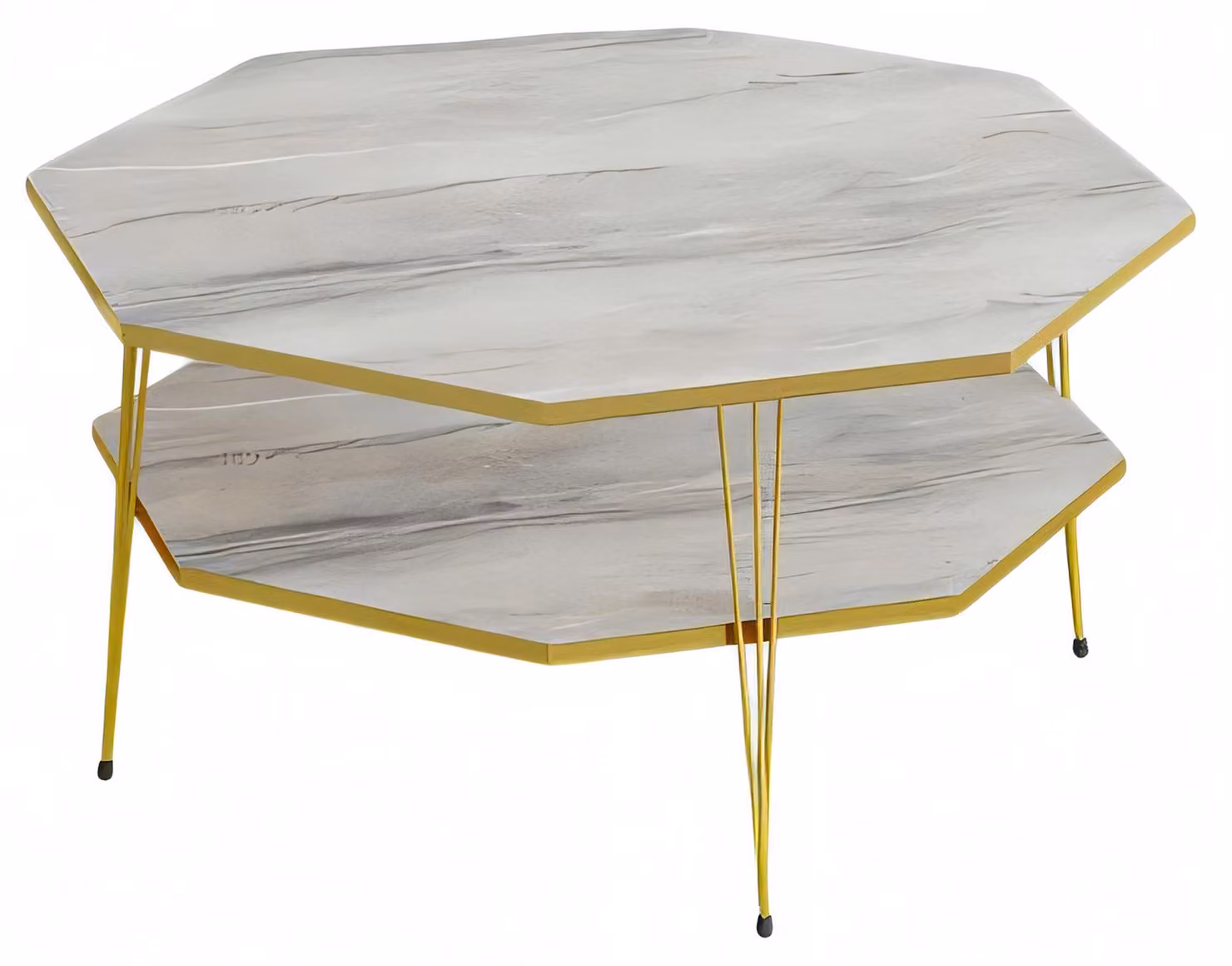 Eleganter grauer Couchtisch aus Holz mit Edelstahl in modernem Stil