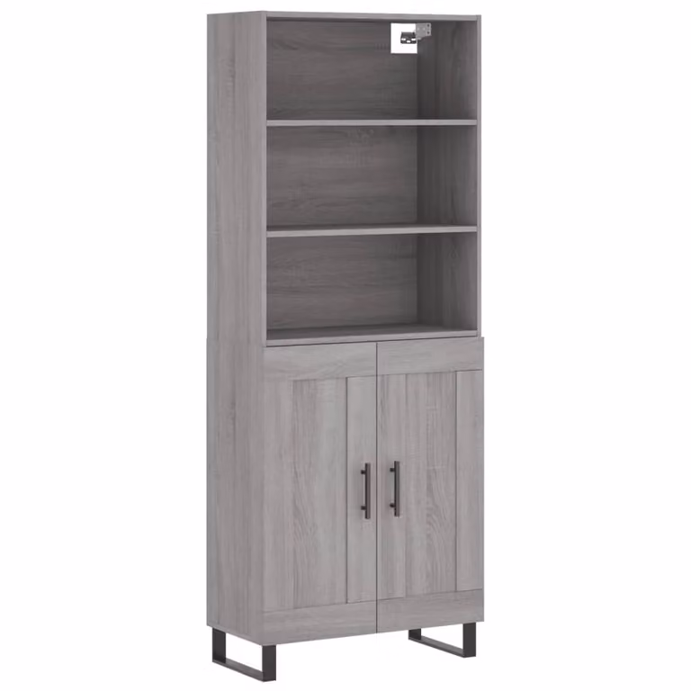 Credenza Grigio Sonoma 69,5x34x180 cm in Legno Multistrato