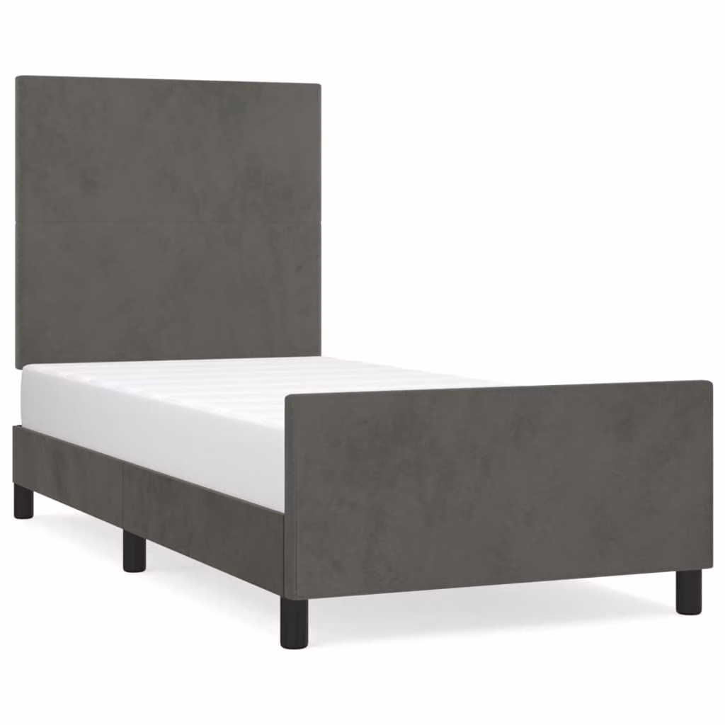 Giroletto senza Materasso Grigio Scuro 80x200 cm Velluto