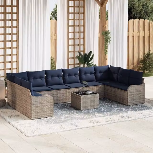 Set di divani 11 pz Grigio Poliestere 3345895