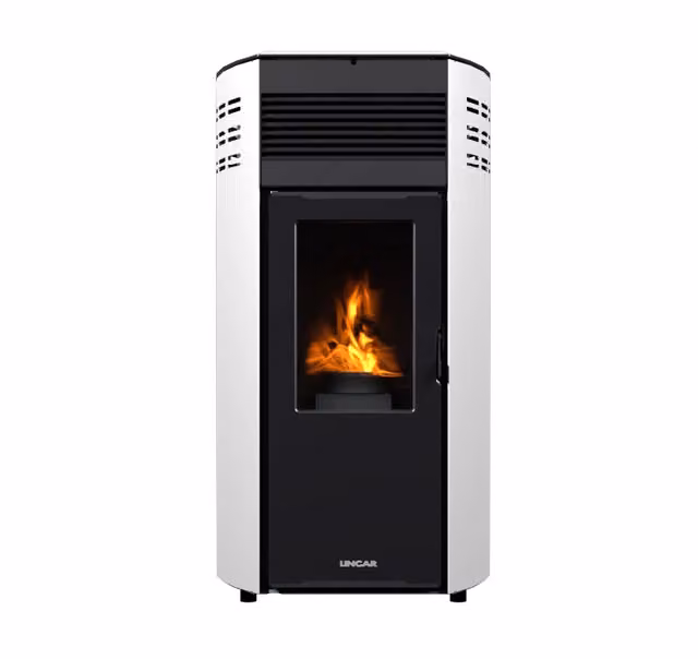 Stufa a pellet canalizzata Erica Lincar in acciaio e ghisa, colore bianco, 10,8kW
