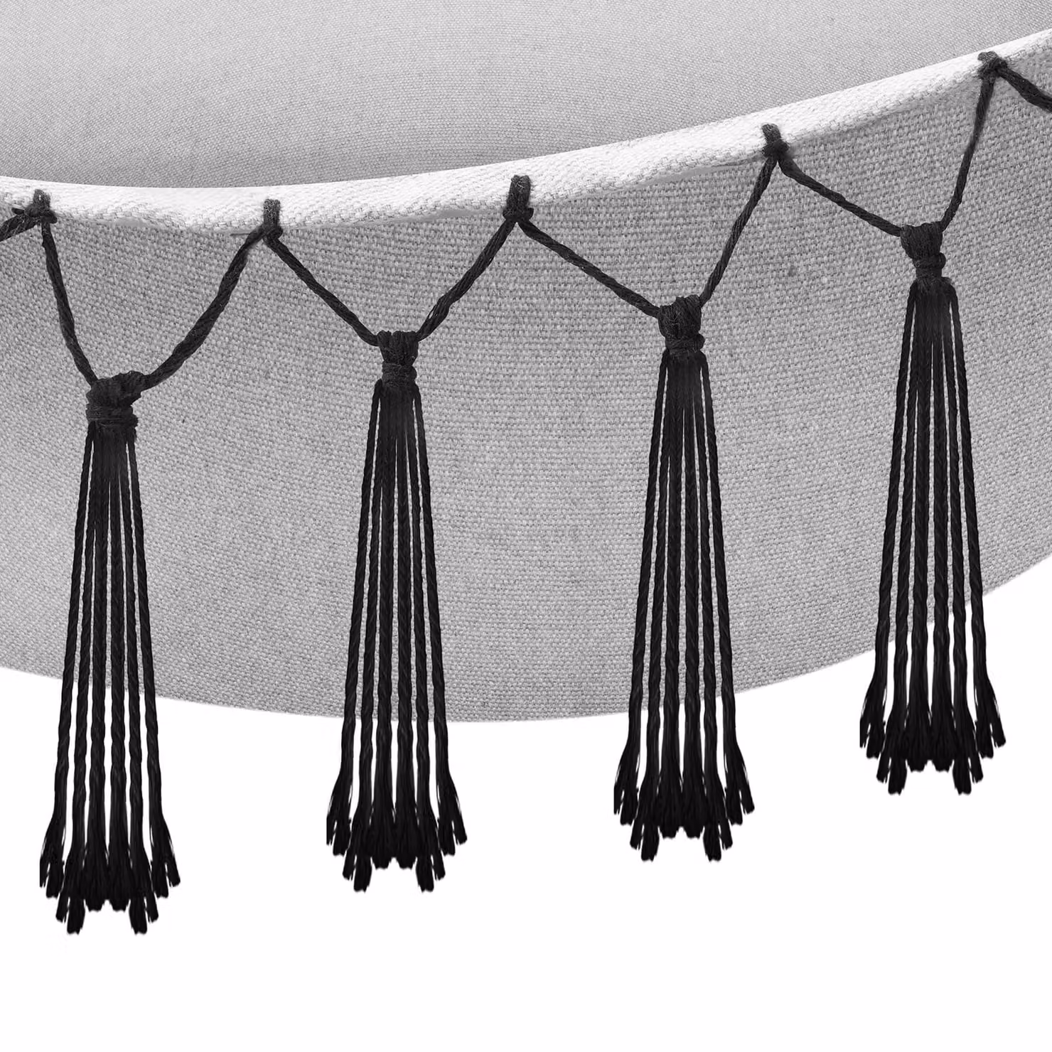 Poltrona sospesa Malika tectake in stile bohemien con struttura in legno di betulla e metallo, colore grigio – 1