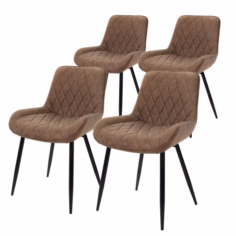 ML-Design set di 4 sedie da pranzo con schienale e braccioli, marrone, seduta in Pelle finta PU, sedia imbottita con gambe in metallo