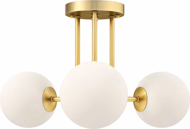Lampadario da Soffitto Vintage HOMCOM con 3 Punti Luce G9, Oro, L 42 cm x P 42 cm x H 26.5 cm – 1