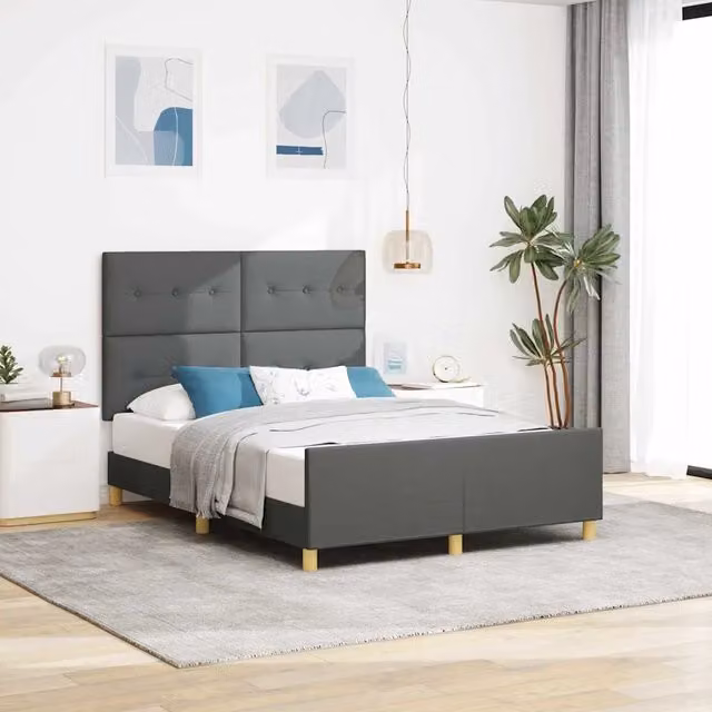 Struttura del letto-Giroletto Grigio scuro 140 x 200 cm Tessuto 782434