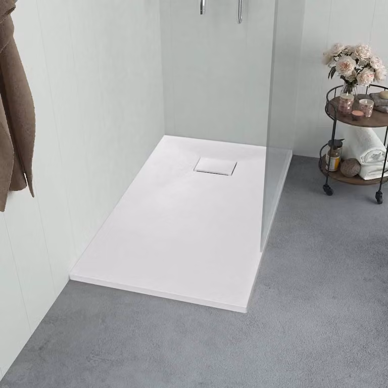 Piatto Doccia Quadrato vidaXL in Mineral Cast Bianco Antiscivolo L 80 x P 80 cm