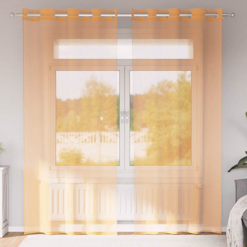 Set di 2 tende semitrasparenti in voile vidaXL arancioni con occhielli, L: 140 cm, H: 225 cm