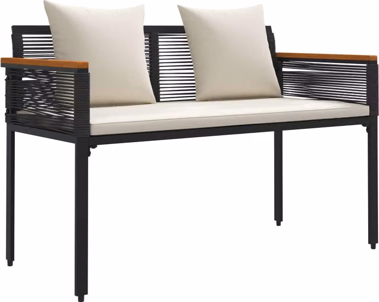 Panchina da esterno Nero e Bianco Crema 117 x 54 x 74.5 cm