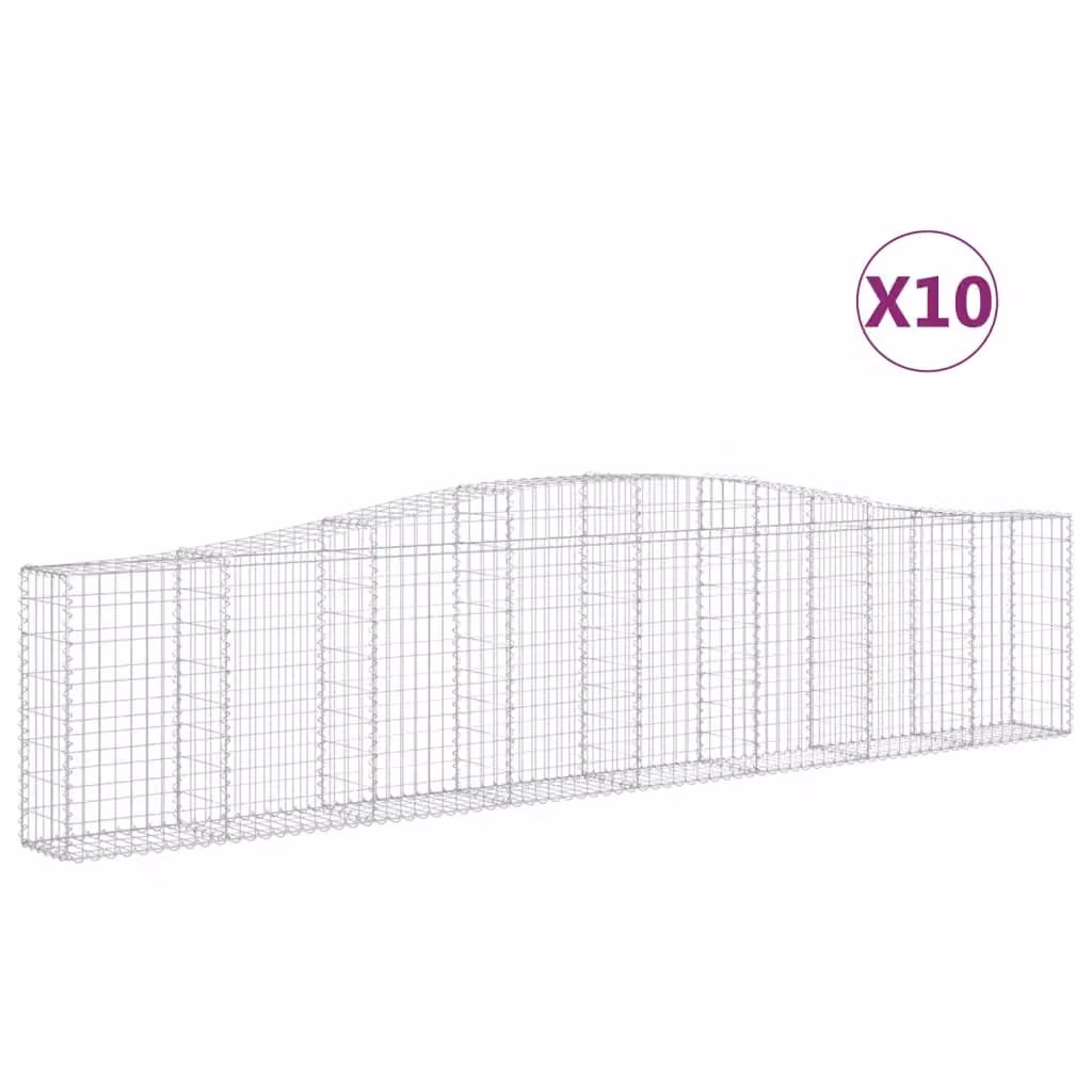 Cesti Gabbioni ad Arco 10 pz 400x30x80/100 cm Ferro Zincato