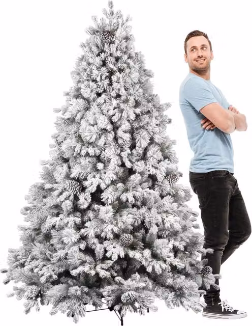 Luna - Albero di Natale con neve e pigne in PE PVC PP ø142x210H cm, 2155 rami