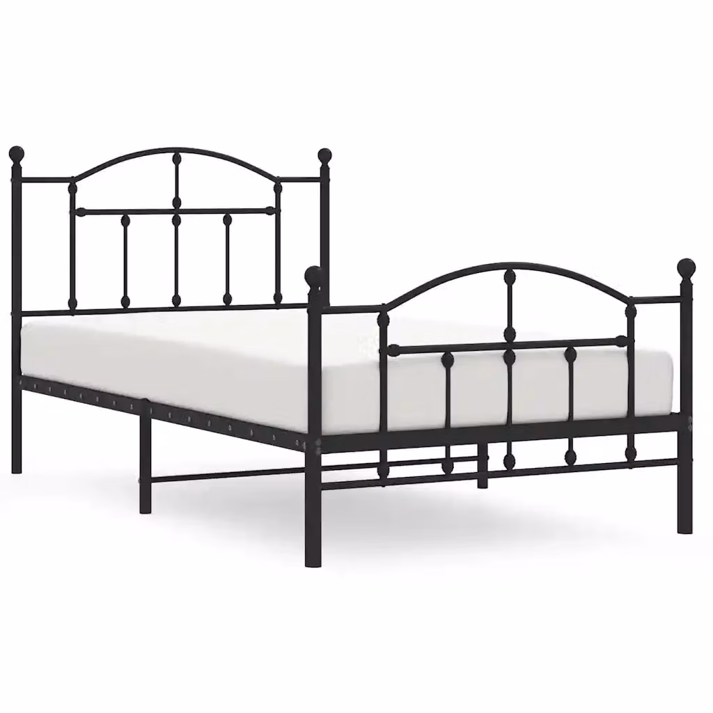 Giroletto vidaXL con testiera e pediera in metallo nero L/P/H: 100 x 200 x 196 cm – 2