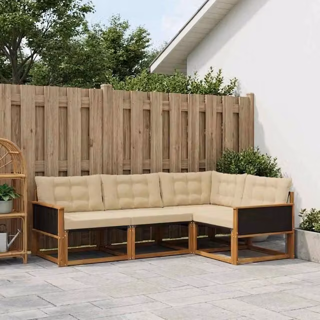 Set di divani da esterno 4 pz Naturale e Beige 3381385