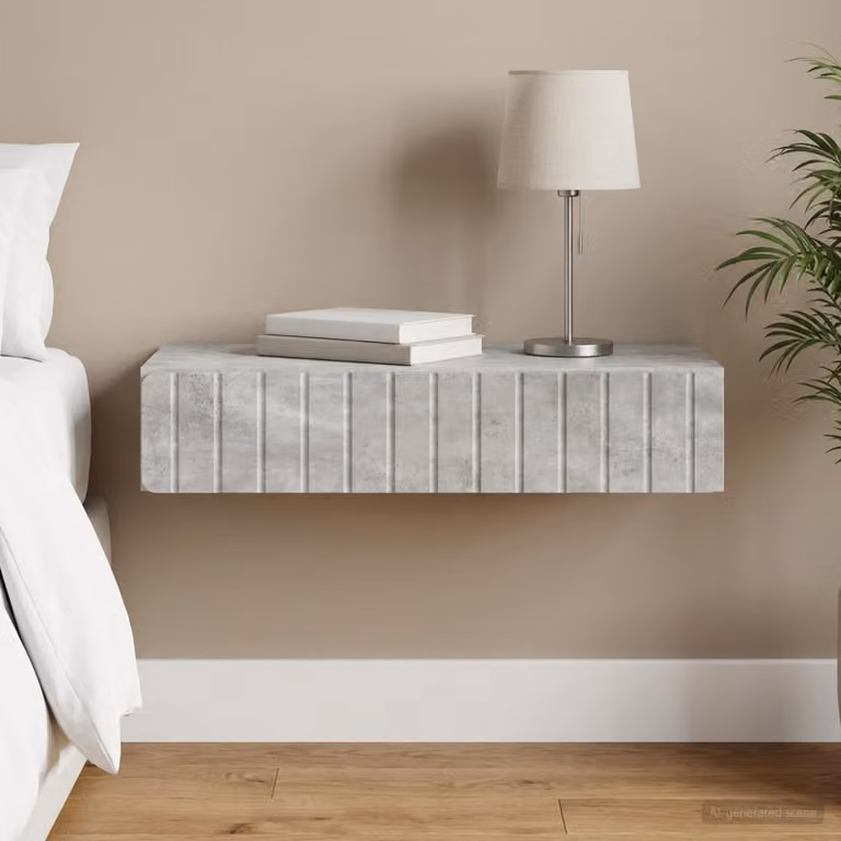 vidaXL Tavolino da Parete Laterale Moderno Grigio con Finitura Opaca L/P/H: 87,5 x 34,5 x 17 cm