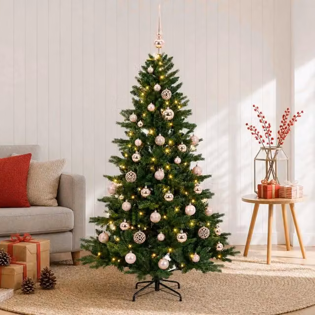 Albero di Natale artificiale con palline 150 cm 150 LED 3465768