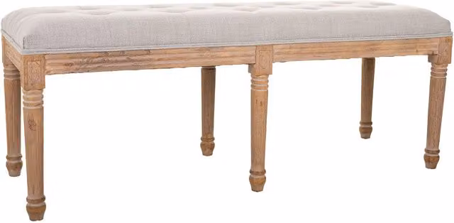 Panca WANDERLUST DECO in legno e tessuto con motivo floreale, grigio e beige, L: 41 cm, P: 48 cm, H: 48 cm