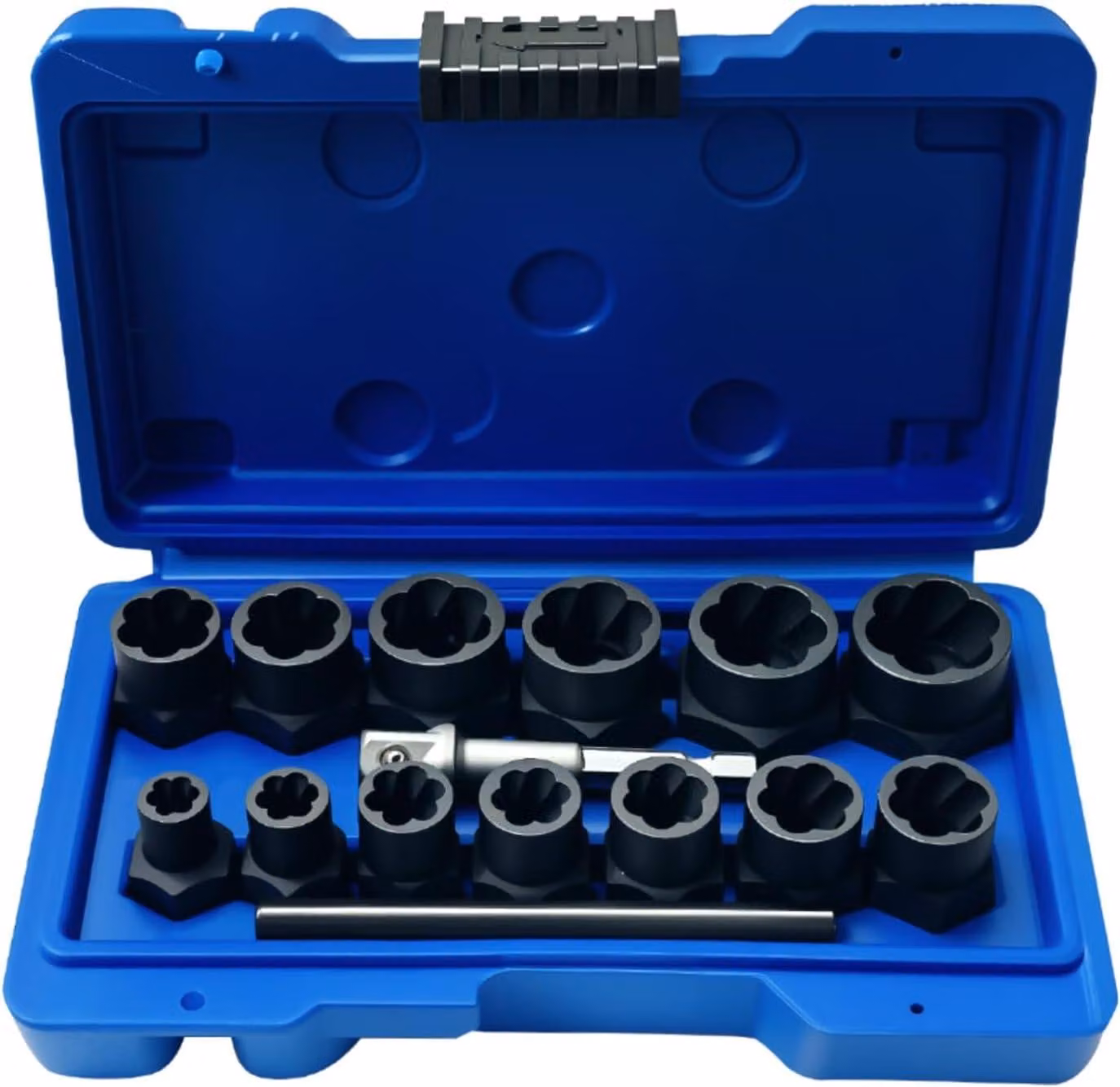 Set di estrattori per viti, composto da 13 pezzi, da 9 a 19 mm, per viti danneggiate