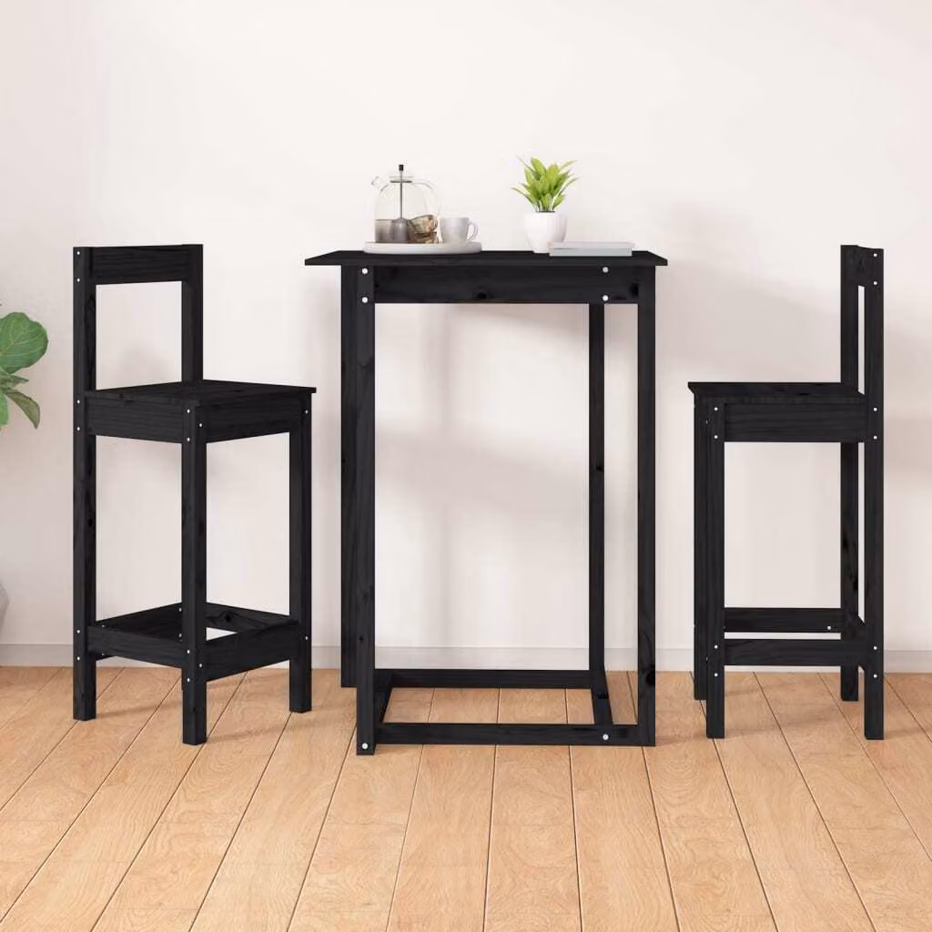 The Living Store Sgabelli da bar 2 pezzi neri 40x41,5x112 cm in legno di pino massiccio