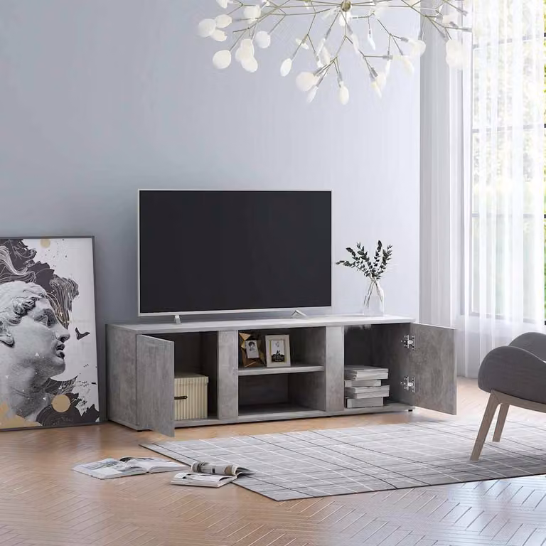 vidaXL Mobile Porta TV Grigio Cemento in Legno Multistrato L: 120 cm, P: 34 cm, H: 37 cm