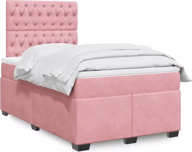 Giroletto a Molle con Materasso Rosa 120x190 cm in Velluto 3290869