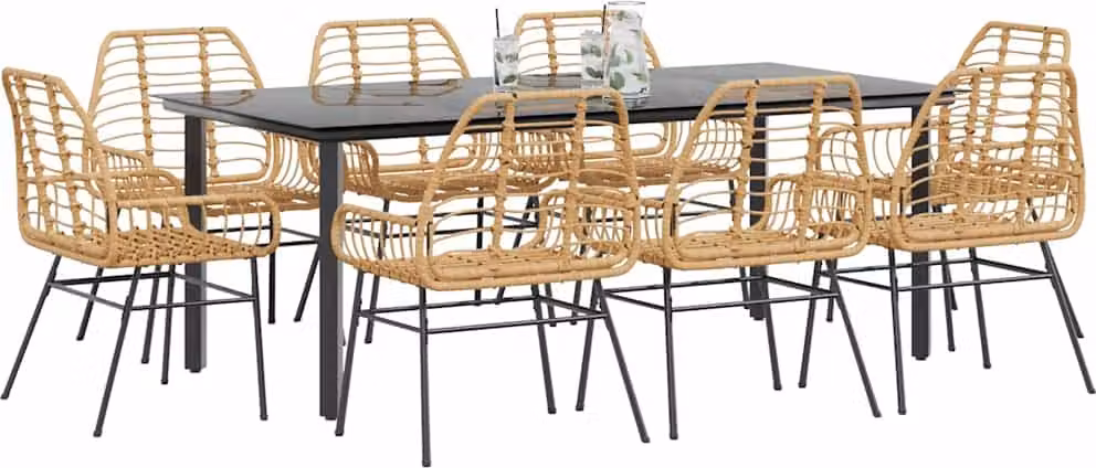 Maison Exclusive - Set da Pranzo da Giardino 9 pz Polyrattan Vetro