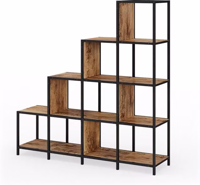 Divisorio per ambienti Fyrk Vicco stile industrial in legno e metallo, colore marrone e nero, L 120 cm x H 120 cm x P 30 cm – 1
