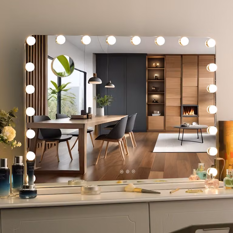 Specchio da trucco in stile Hollywood - Specchio per il trucco - Specchio illuminato - Specchio a LED - Specchio con luce integrata - 80 x 60 cm