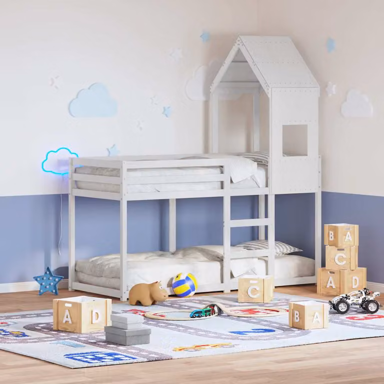 Tetto per letto bambini vidaXL in legno massello di pino bianco L/P/H: 99 x 55 x 139,5 cm