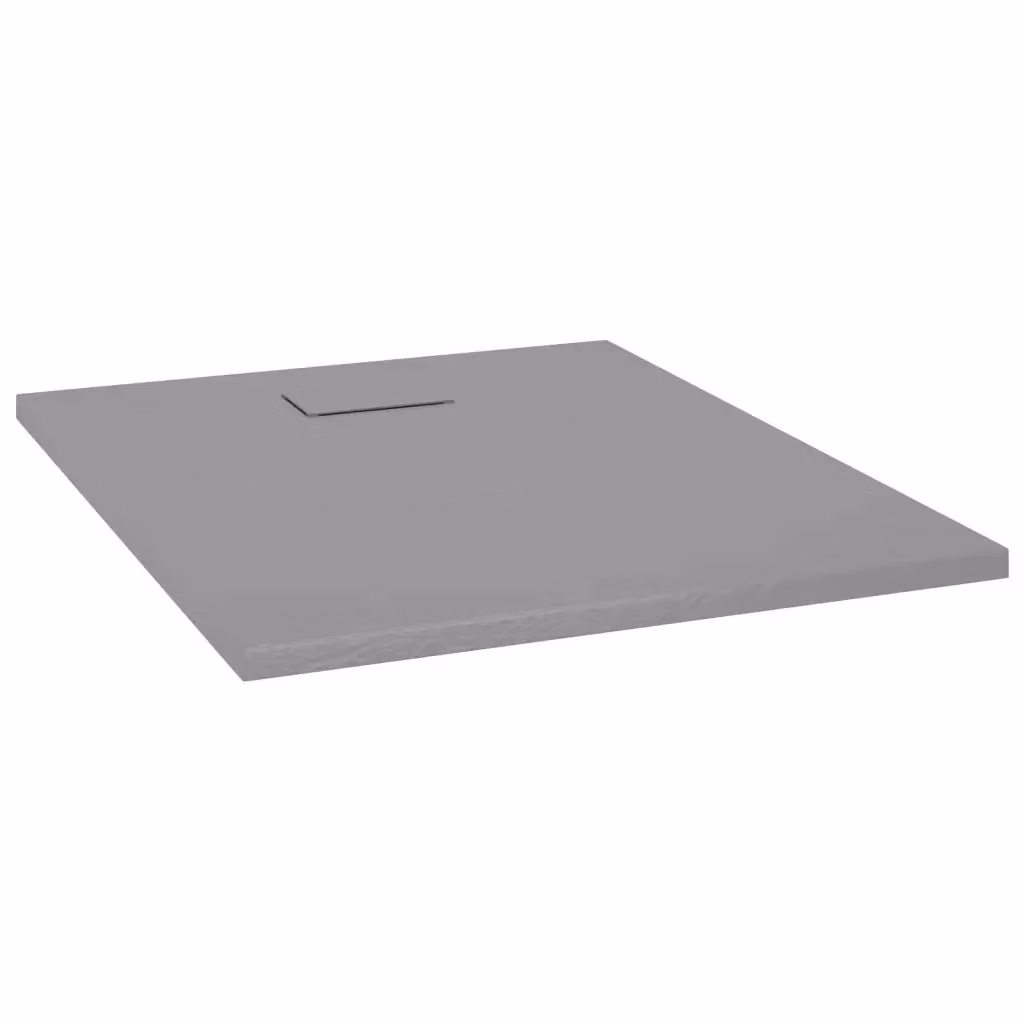 Piatto doccia rettangolare vidaXL in mineral cast grigio, antiscivolo, da incasso, L: 100 cm, P: 80 cm – 2