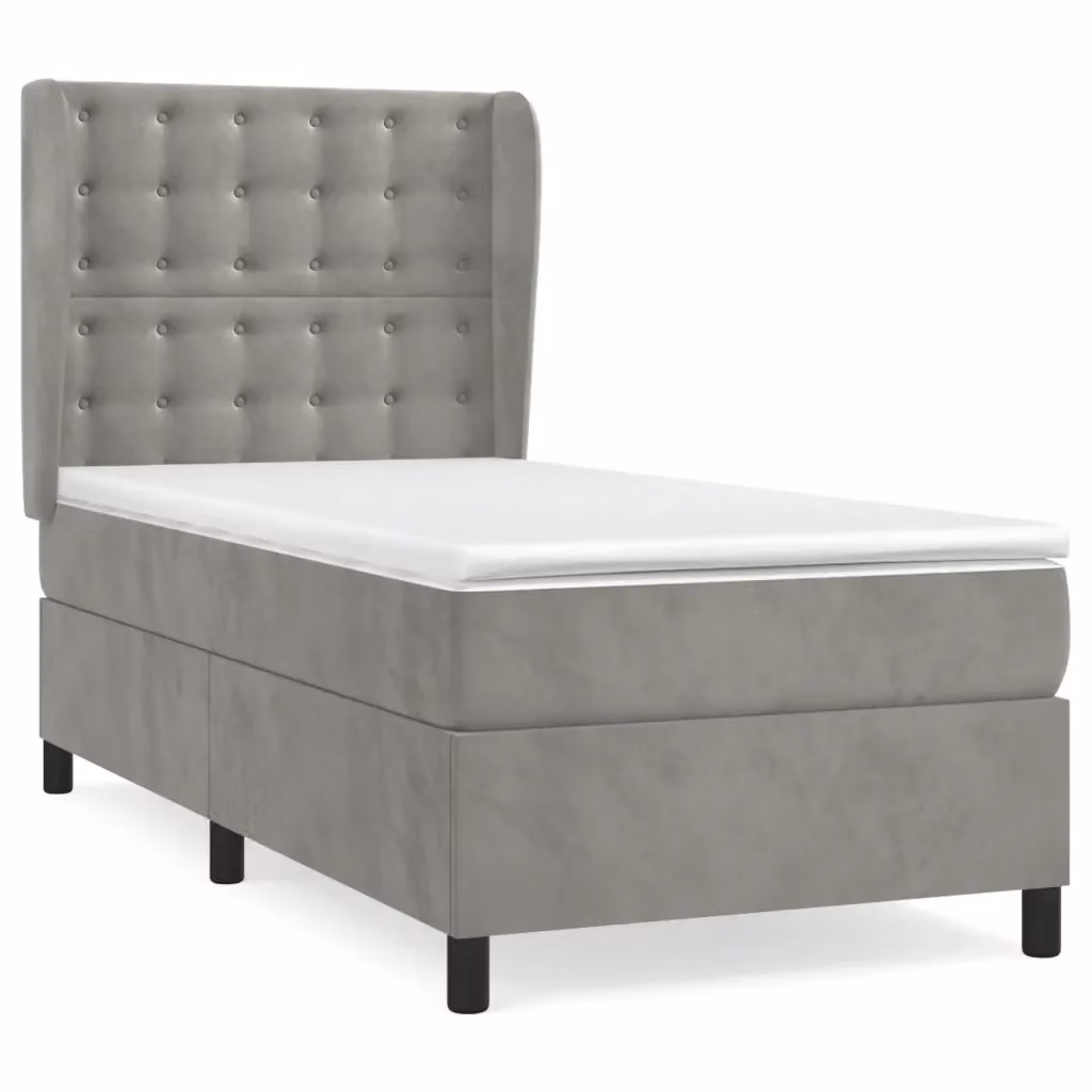 Letto Ibrido vidaXL con Struttura in Legno di Larice e Rivestimento in Velluto Grigio e Bianco L/P/H: 100 x 200 x 203 cm – 2