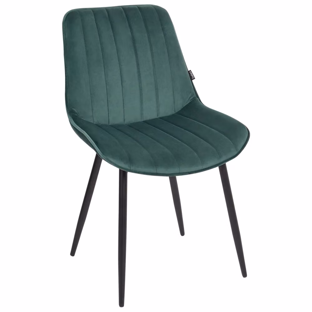 Set di 2 sedie da pranzo BELIANI in velluto verde con gambe in metallo nero per soggiorno e cucina – 2