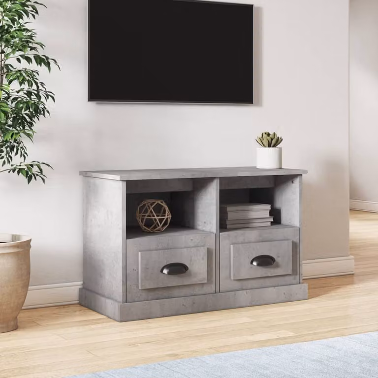 Mobile Porta TV vidaXL Moderno in Legno Multistrato e MDF, Grigio Cemento, L 80 cm x P 35 cm x H 50 cm