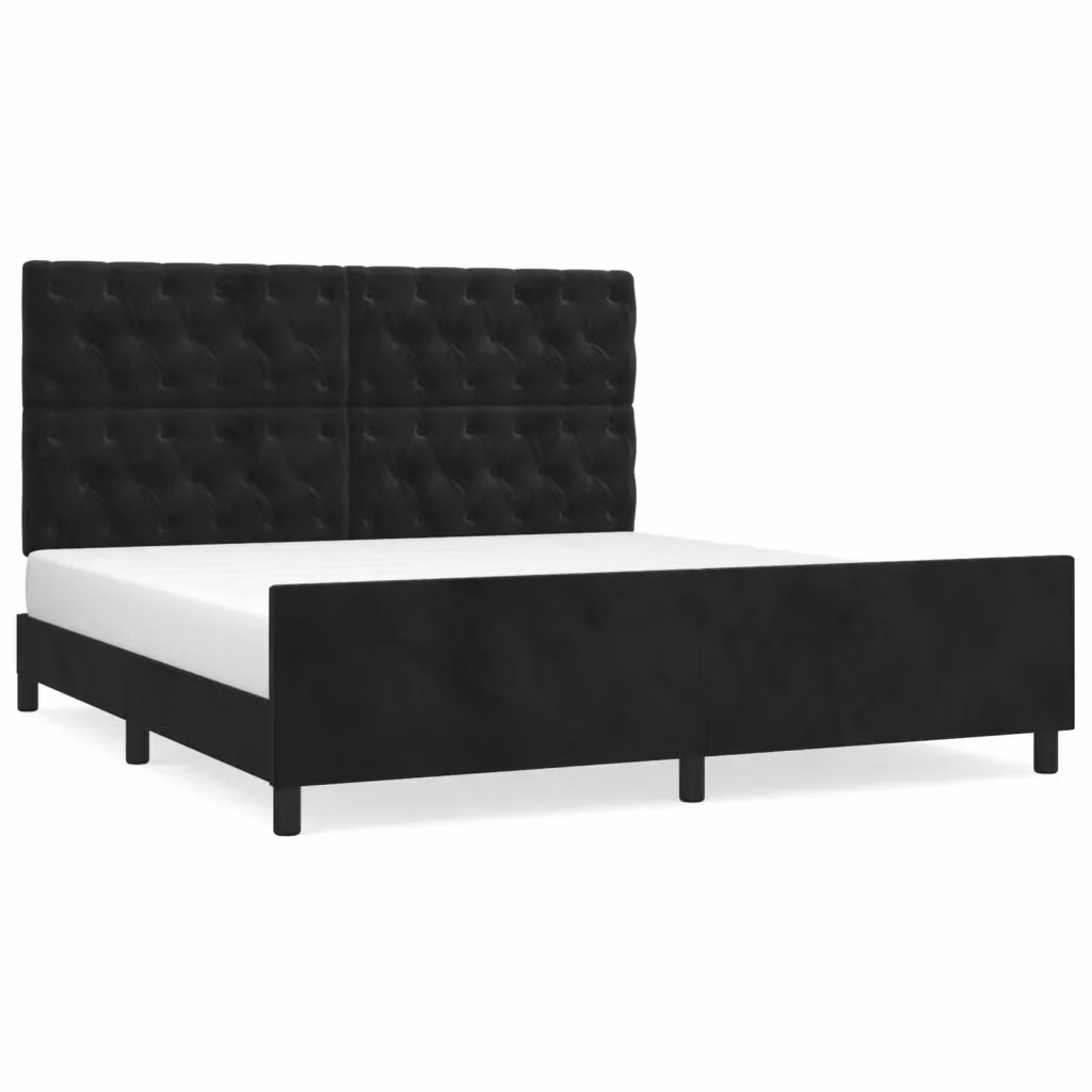 Giroletto vidaXL in velluto nero con struttura in legno di larice e doghe fisse, L/P/H: 203 x 160 x 128 cm – 2