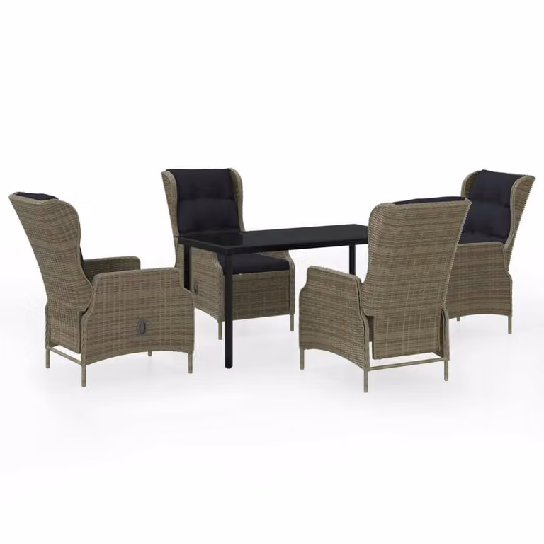 Set Mobili da Pranzo per Giardino 5 pz Marrone