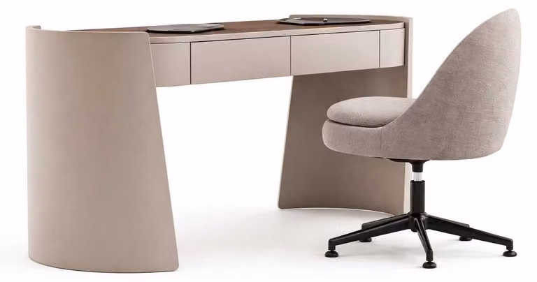 Set completo da scrivania con sedia, beige, design moderno, mobili da ufficio