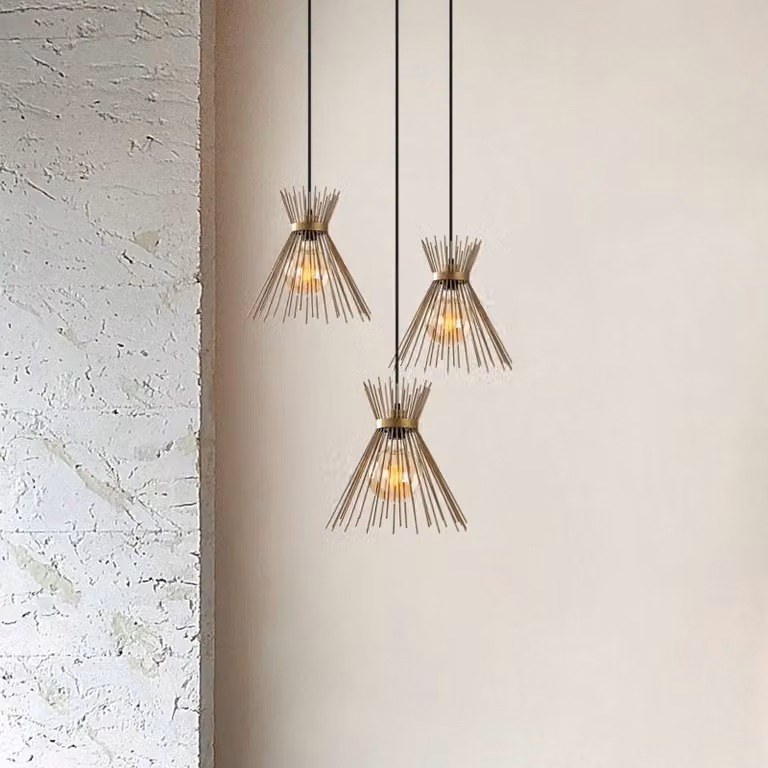 Lampada a sospensione Kirpi 3086 Opviq, dimmerabile, Ottone / Oro, Soggiorno / Sala da pranzo, Metallo, Lampada a sospensione