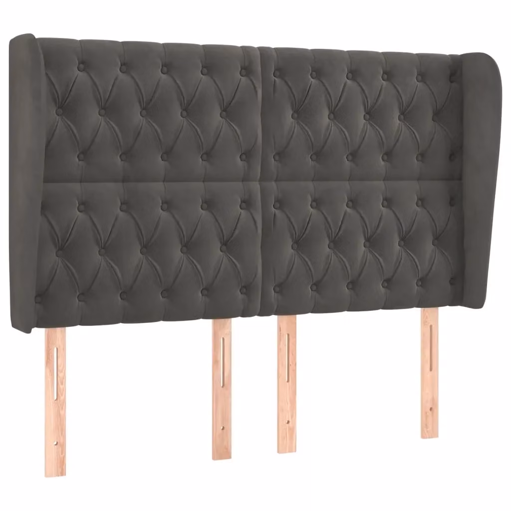 Testiera ad orecchio vidaXL in velluto grigio con struttura in legno L: 147 cm, P: 23 cm, H: 118-128 cm – 2