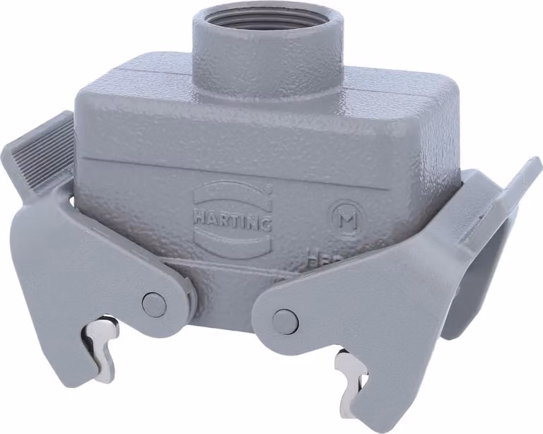 HARTING Han 10B Custodia a manicotto bassa, 1xM25 uscita cavo diritta, con 2 staffe trasversali Vite M25 Area di serraggio 9,0 mm
