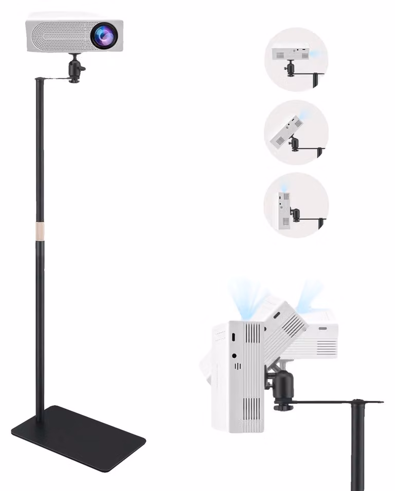 Supporto per proiettore, regolabile in altezza da 30 a 130 cm, rotazione a 360°, solo per posizionamento a terra