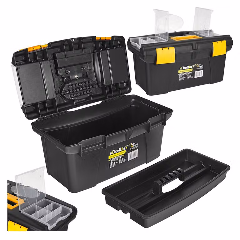 Cassetta porta utensili, nero/giallo, 19", 49 x 27.5 x 24 cm Keltin