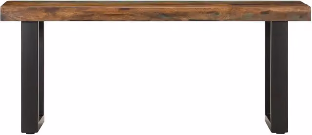 Panca-Sgabello Design Mania in Legno di Teak e Mango con Struttura in Acciaio Nero, L: 110 cm, H: 46 cm, P: 35 cm