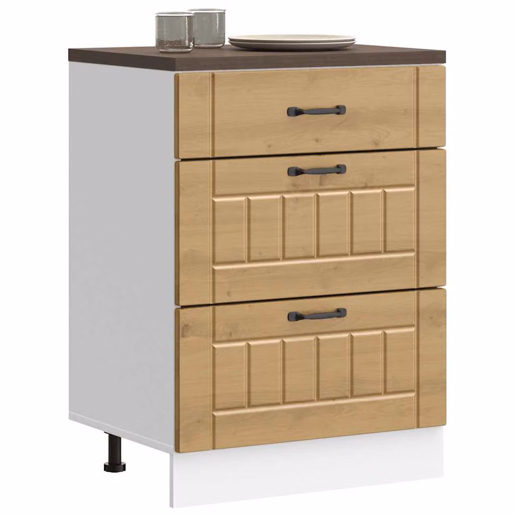 Base da cucina moderna vidaXL Lucca in legno multistrato e MDF, colore marrone, L: 60,0 cm, P: 46,0 cm, H: 81,5 cm