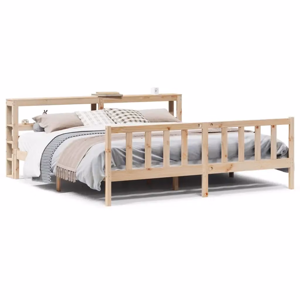 vidaXL Letto in Legno di Pino Massello Rustico Marrone L/P/H: 180 x 200 x 82 cm – 2