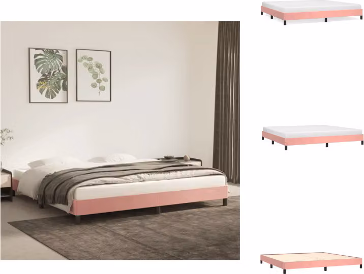 vidaXL Struttura letto rosa 200x200 cm in velluto - Letti e strutture letto