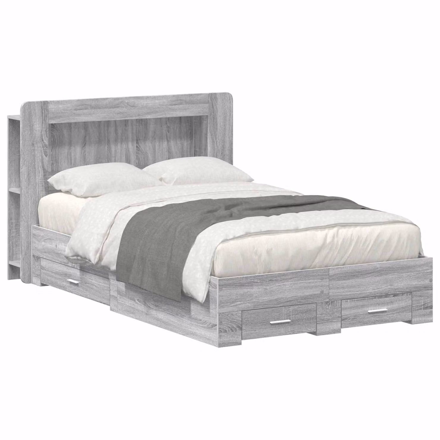 vidaXL Telaio letto moderno con cassetti in legno ingegnerizzato grigio L/P/H: 211.5 x 120 x 140 cm