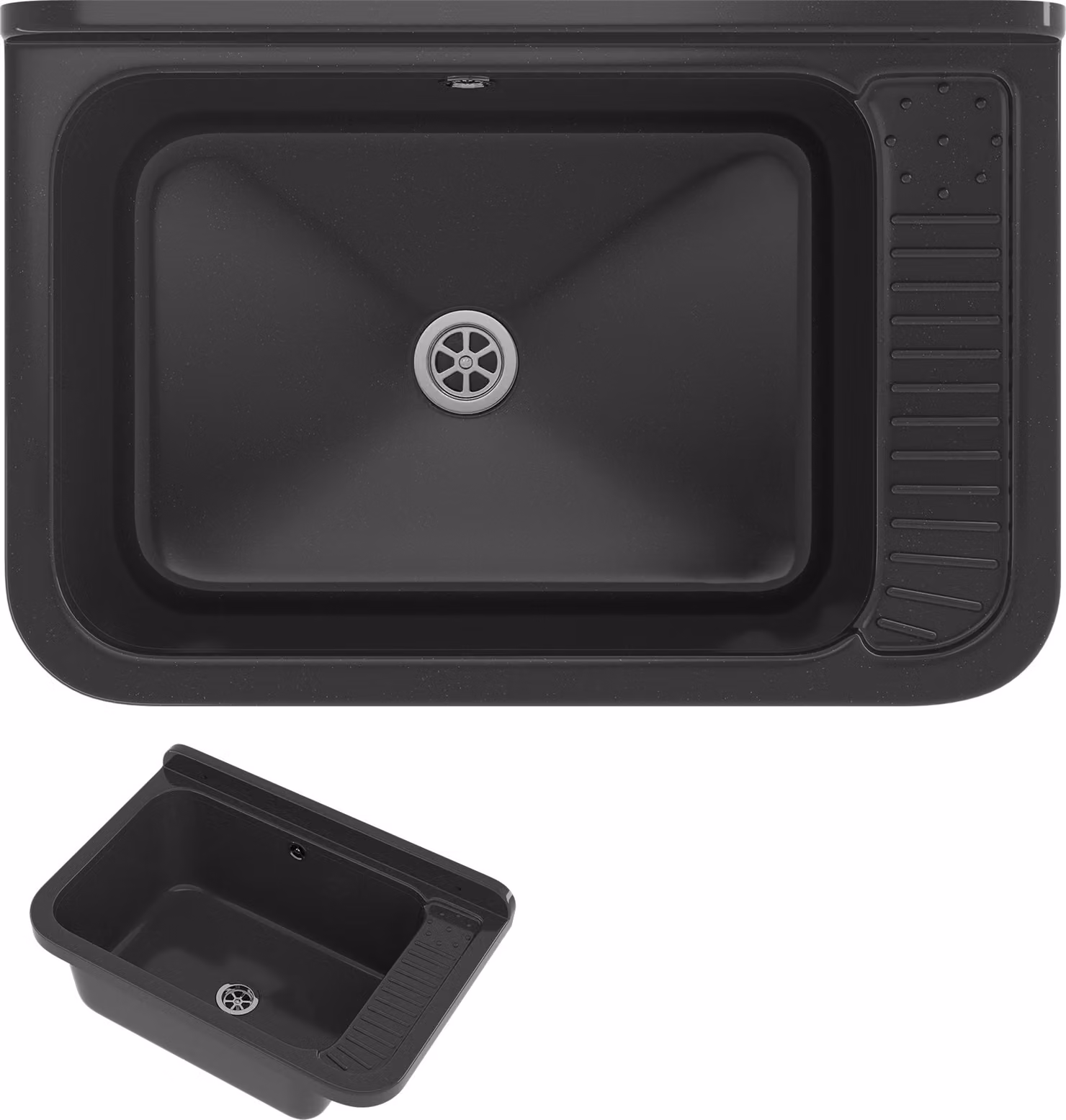 Granitan - Lavabo - Lavello - Nero - resistente agli agenti chimici - per officina e garage - NEGRA