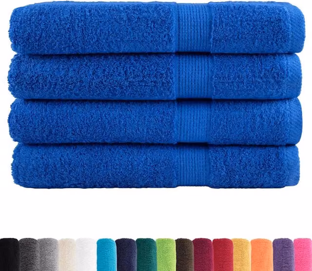 Set di 4 asciugamani in cotone Soluna blu, morbidi e certificati Oeko-Tex Standard 100, grammatura 600 g/m2, L: 100 cm x P: 200 cm
