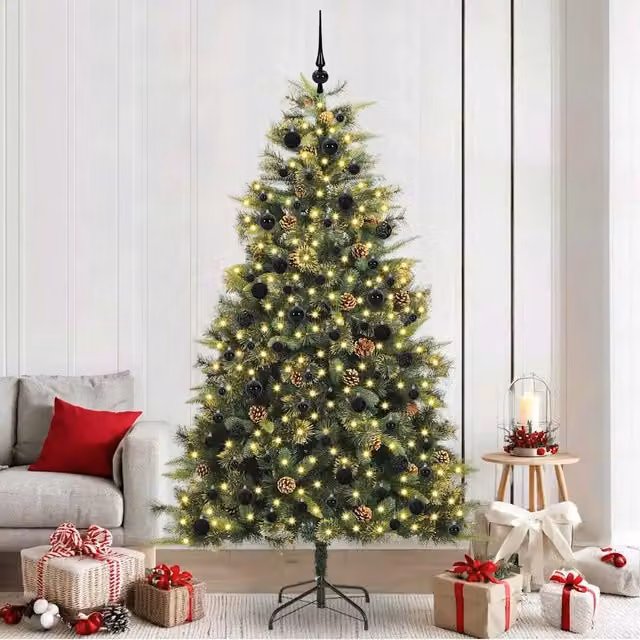 Albero di Natale artificiale pieghevole con coni Verde 240 cm 3395108